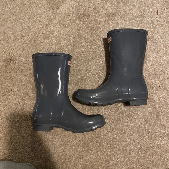 short grey rain boots